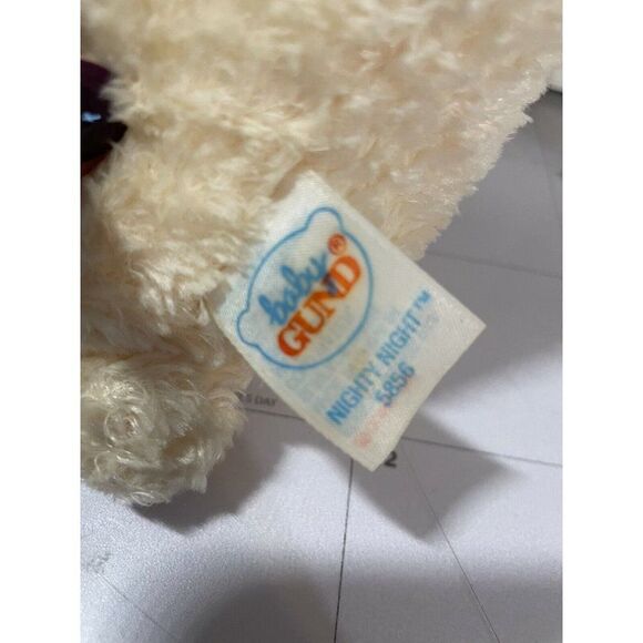 BABY GUND Nighty Night Ivory Teddy Bear Windup Plush Music Box 8" Stuffed Toy - Picture 3 of 6
